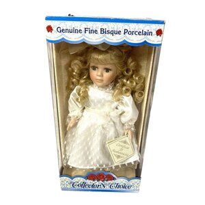 dan dee collectors choice porcelain doll blonde hair girl in white dress